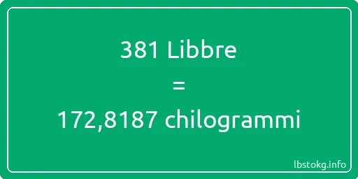 381 Libbre a chilogrammi - 381 Libbre a chilogrammi