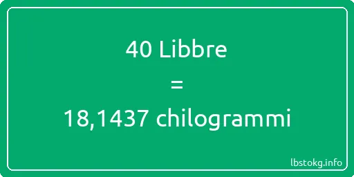 40 Libbre a chilogrammi - 40 Libbre a chilogrammi