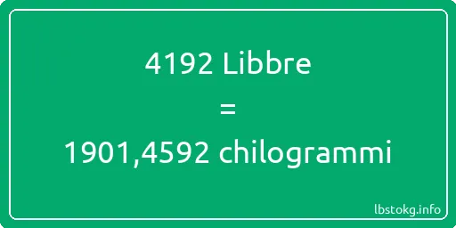 4192 Libbre a chilogrammi - 4192 Libbre a chilogrammi