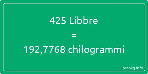 425 Libbre a chilogrammi - 425 Libbre a chilogrammi