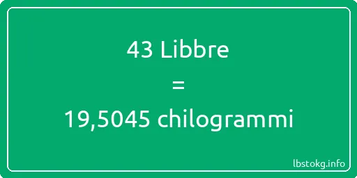 43 Libbre a chilogrammi - 43 Libbre a chilogrammi