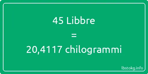 45 Libbre a chilogrammi - 45 Libbre a chilogrammi