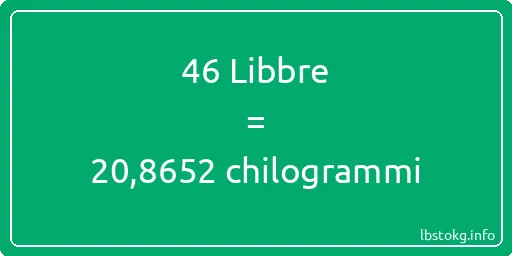 46 Libbre a chilogrammi - 46 Libbre a chilogrammi