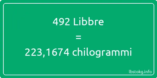 492 Libbre a chilogrammi - 492 Libbre a chilogrammi