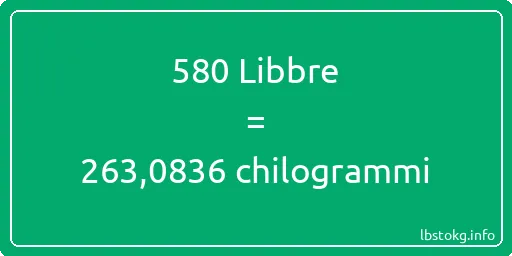 580 Libbre a chilogrammi - 580 Libbre a chilogrammi