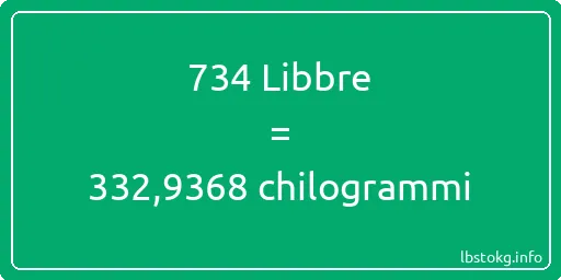 734 Libbre a chilogrammi - 734 Libbre a chilogrammi