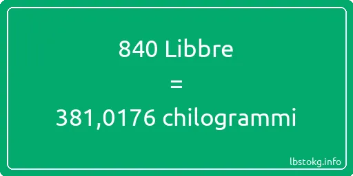 840 Libbre a chilogrammi - 840 Libbre a chilogrammi