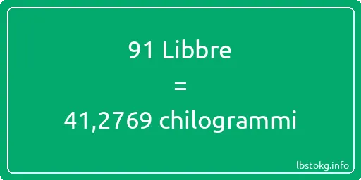 91 Libbre a chilogrammi - 91 Libbre a chilogrammi