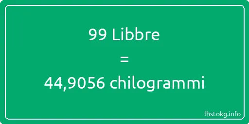 99 Libbre a chilogrammi - 99 Libbre a chilogrammi