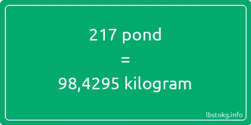 217 pond naar kilogram - 217 pond naar kilogram