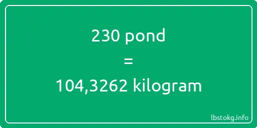 230 pond naar kilogram - 230 pond naar kilogram