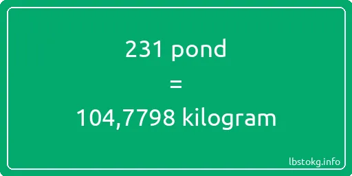 231 pond naar kilogram - 231 pond naar kilogram