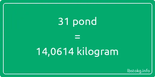 31 pond naar kilogram - 31 pond naar kilogram