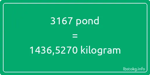 3167 pond naar kilogram - 3167 pond naar kilogram