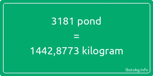 3181 pond naar kilogram - 3181 pond naar kilogram