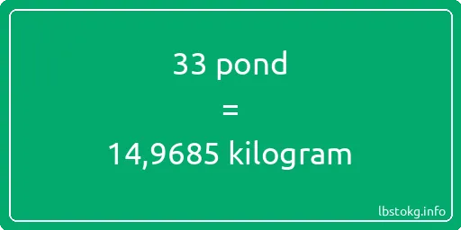 33 pond naar kilogram - 33 pond naar kilogram