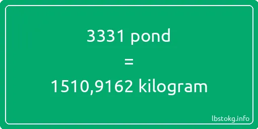 3331 pond naar kilogram - 3331 pond naar kilogram