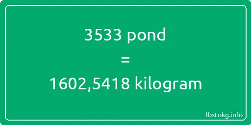 3533 pond naar kilogram - 3533 pond naar kilogram