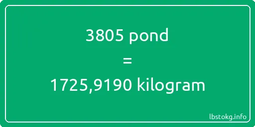 3805 pond naar kilogram - 3805 pond naar kilogram