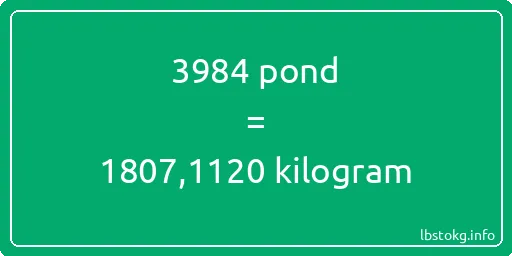 3984 pond naar kilogram - 3984 pond naar kilogram