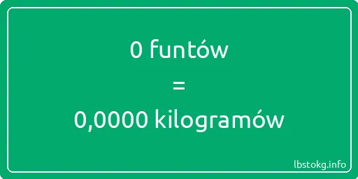 0 funtów do kilogramów - 0 funtów do kilogramów