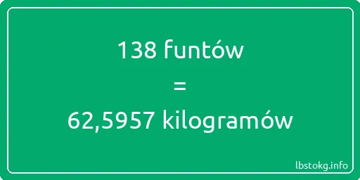 138 funtów do kilogramów - 138 funtów do kilogramów