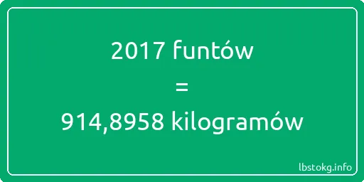 2017 funtów do kilogramów - 2017 funtów do kilogramów