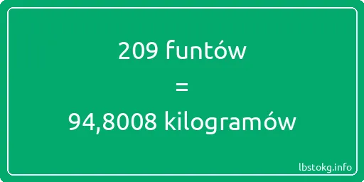 209 funtów do kilogramów - 209 funtów do kilogramów