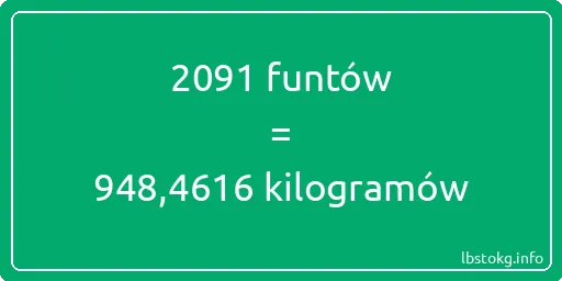 2091 funtów do kilogramów - 2091 funtów do kilogramów