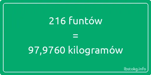 216 funtów do kilogramów - 216 funtów do kilogramów