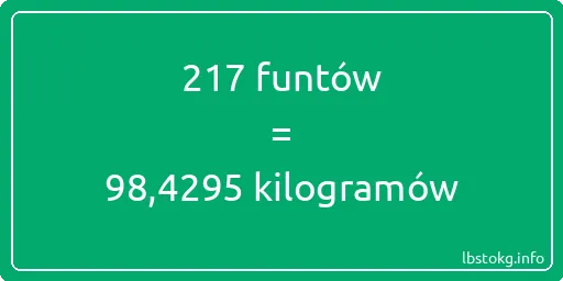 217 funtów do kilogramów - 217 funtów do kilogramów