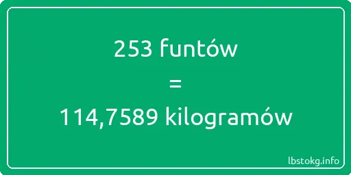 253 funtów do kilogramów - 253 funtów do kilogramów