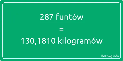 287 funtów do kilogramów - 287 funtów do kilogramów