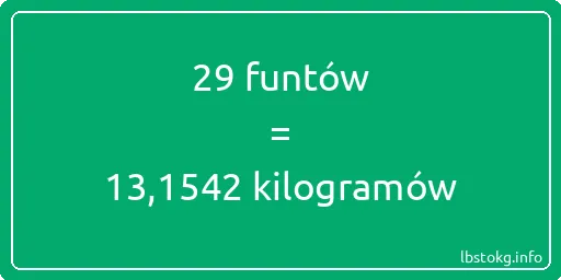 29 funtów do kilogramów - 29 funtów do kilogramów