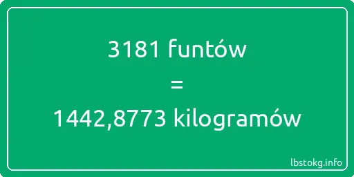 3181 funtów do kilogramów - 3181 funtów do kilogramów