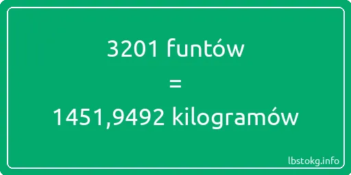 3201 funtów do kilogramów - 3201 funtów do kilogramów