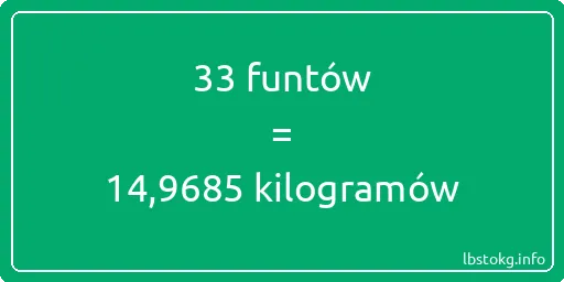 33 funtów do kilogramów - 33 funtów do kilogramów