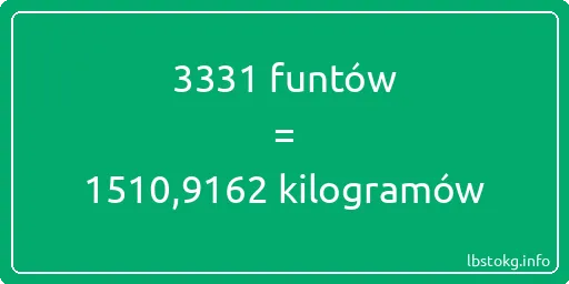 3331 funtów do kilogramów - 3331 funtów do kilogramów