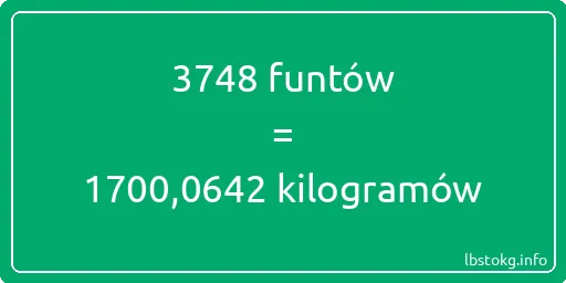 3748 funtów do kilogramów - 3748 funtów do kilogramów