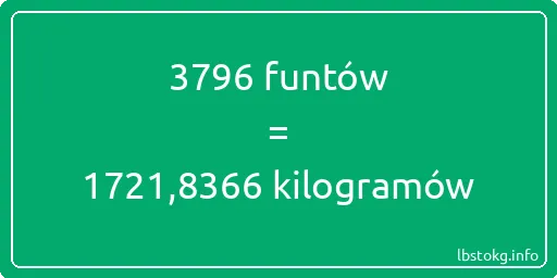 3796 funtów do kilogramów - 3796 funtów do kilogramów