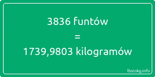 3836 funtów do kilogramów - 3836 funtów do kilogramów