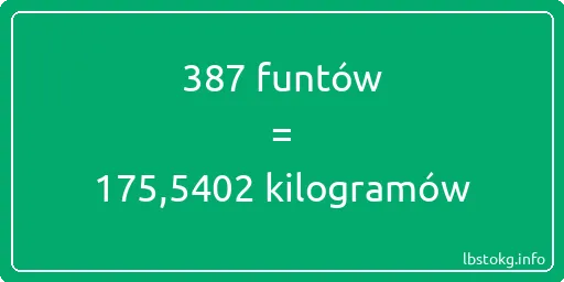 387 funtów do kilogramów - 387 funtów do kilogramów