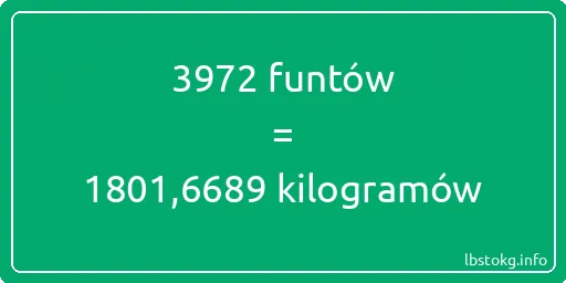 3972 funtów do kilogramów - 3972 funtów do kilogramów