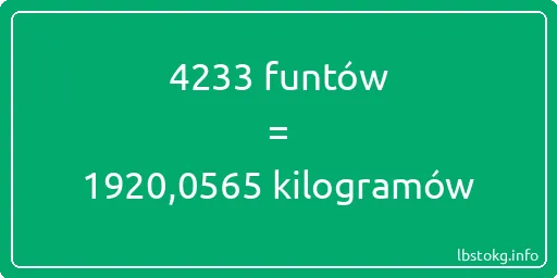 4233 funtów do kilogramów - 4233 funtów do kilogramów