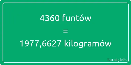 4360 funtów do kilogramów - 4360 funtów do kilogramów