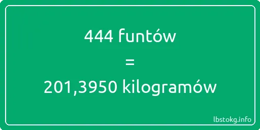 444 funtów do kilogramów - 444 funtów do kilogramów