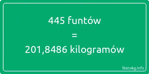 445 funtów do kilogramów - 445 funtów do kilogramów