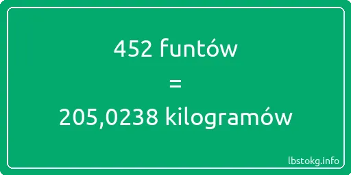 452 funtów do kilogramów - 452 funtów do kilogramów