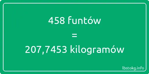 458 funtów do kilogramów - 458 funtów do kilogramów