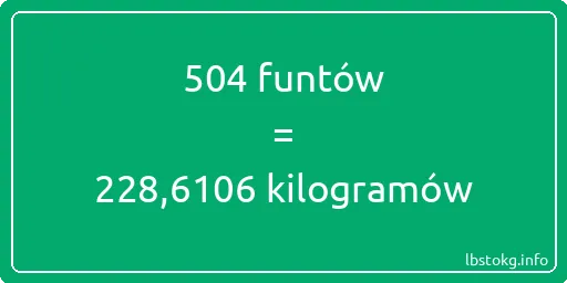 504 funtów do kilogramów - 504 funtów do kilogramów